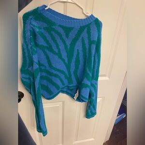 Nasty Gal Blue and Green Patterned Sweater